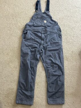 Carhartt Rigby Overalls Mens 46x32 Grey Bib Rugged Flex Relaxed Fit Canvas Work
